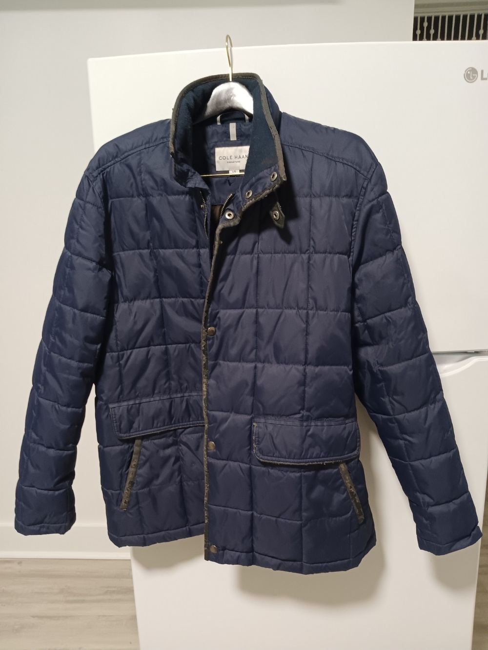 Cole Haan Signature Quilted Navy Blue Puffer Jacket Size Large/ READ DISCRIPTION
